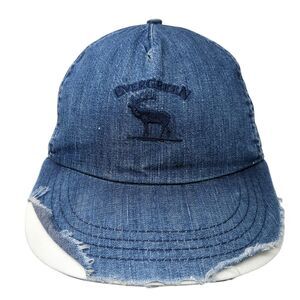 Ever Green Baseball Cap Blue One Size Adjustable Embroidered Distressed Denim